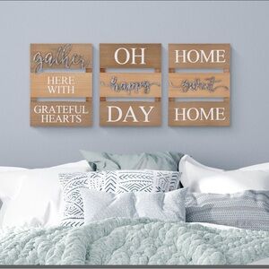 Wooden Wall Art Set with Inspirational Quotes